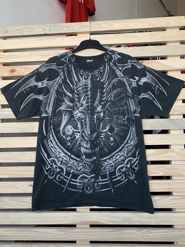 Vintage 00s Liquid Blue 2001 Overprint Skull Oversized Tee Shirt - Picture 3 of 10