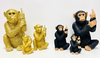 Rude Monkey Ornament Up Yours Cheeky Chimp Figur Statue Mittelfinger lustig