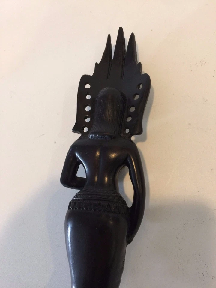 Estatuilla de diosa hindú tallada a mano vintage de madera de rosa, 11 1/4" de alto Foto 4 de 4