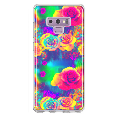 For Samsung Galaxy Note 9 Shockproof Hybrid Case, Hippie Tie Dye Colorful Roses
