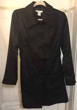 Charlotte Russe Size Small Black Coat Button Down Damask Embroidery Pockets A11