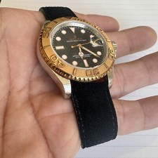 20mm BLACK thin Suede leather Strap Modern Thin watch Open Stitch