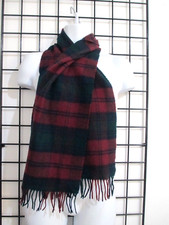 SCOTS REGAL / SCOTLAND 54" 3" FRINGE X 11" RED GREEN PLAID LAMBSWOOL SCARF