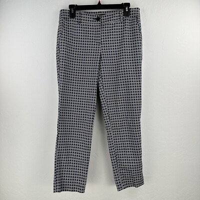 HILARY RADLEY Ankle Pants Womens Black White Blue Geometric Print Stretchy 6