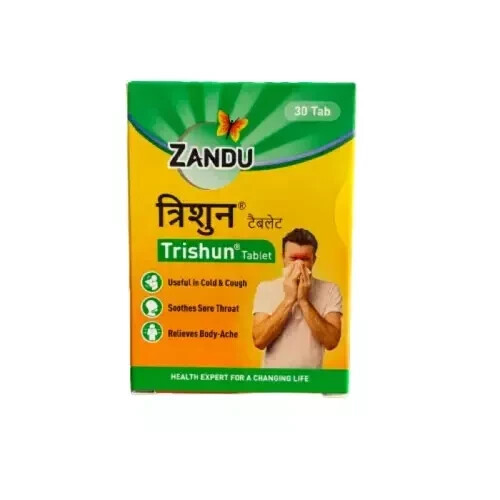 Zandu Trishun Comprimés Ayurvédiques - 30 Tablettes - Immunité Toux Et Rhume