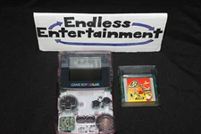 Nintendo Game Boy Color Handheld Console Atomic Purple Tested Works! W/ Game!