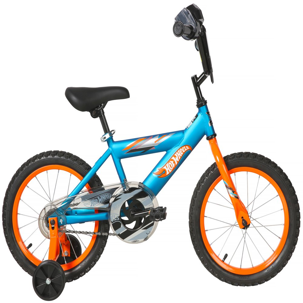 16-inch Hot Wheels Boys Bike with Rev Grip Sturdy BMX Frame All 