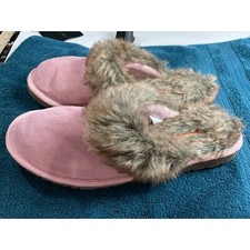 SPORTO Pink In/Outdoor SUEDE Plush Fur Lined Scuffs Slippers Womens Size XL