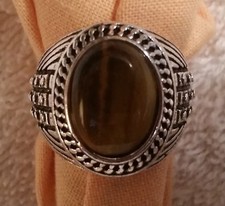 Tigers Eye Stone Mens Ring, sz. 9