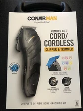 NEW ConairMan Number Cut Cord/Cordless Clipper&Trimmer 16Pc Home Grooming Kit 