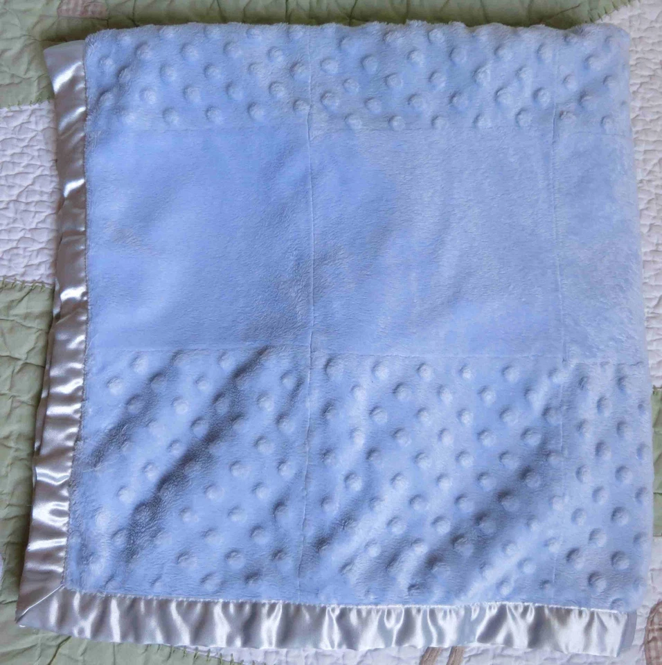 Vitaminas Bebé Azul Felpa Minky Punto Cuadrados con Satén Bebé Niño Manta Usada en Excelente Condición Foto 2 de 3