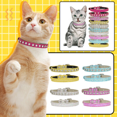Bling Rhinestone Dog Pet Cat Puppy Pu Leather Collar Crystal