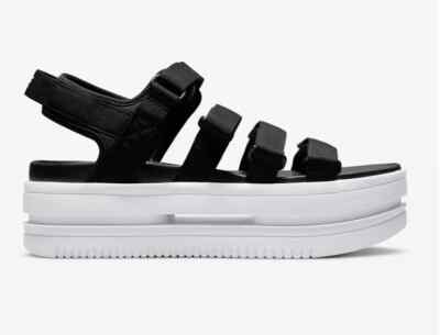 Nike Icon Classic Black & White Platform Sandals | Zumiez Nike Iconic Classic Unisex Black Slide Sandals with White Logo Size 11 main image 2