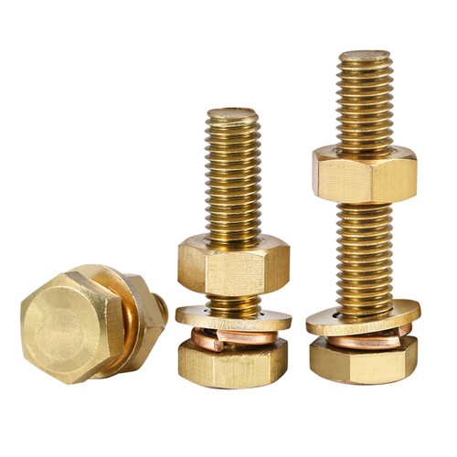 Tornillos hexagonales de latón M3 ~ M16 con tuercas y arandelas y pernos completamente roscados - Imagen 6 de 97