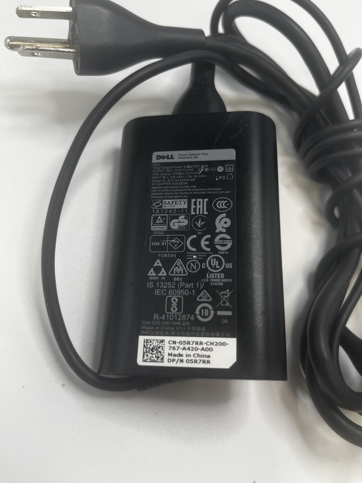 DELL PA45W16-BA 19.5V 2.31A 45W WITH USB  50W TOTAL POWER ADAPTER PLUS