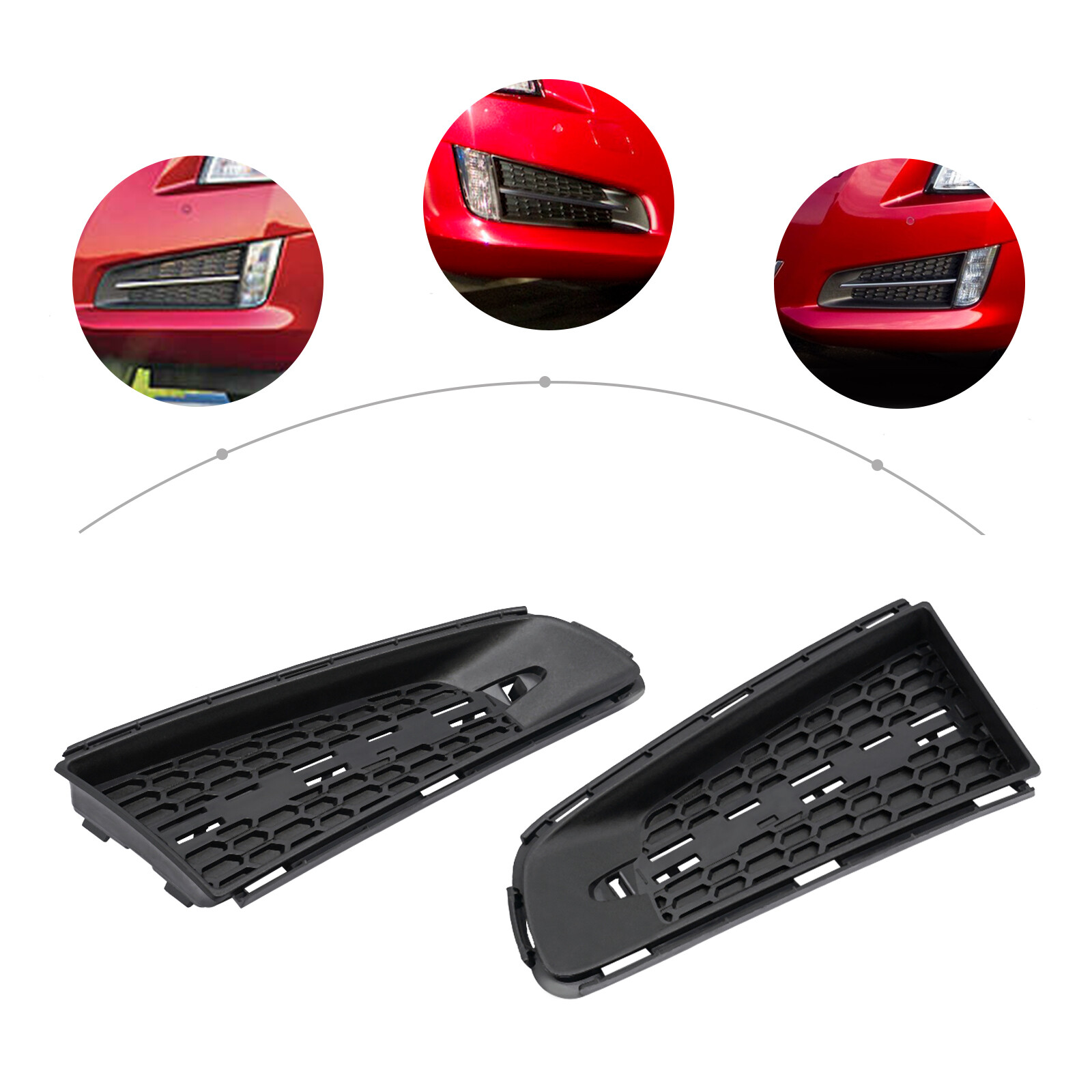 Black Fog Light Covers for 2013-2014 Cadillac ATS Front Left and Right Pair