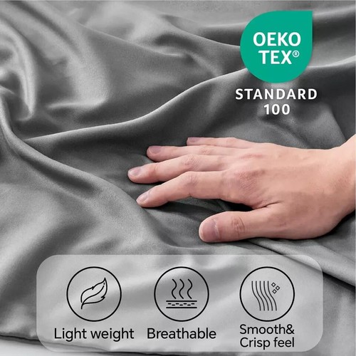 Queen Pillow Cases Set of 2 Dark Grey Polyester Microfiber Pillowcase 20x30 Inch - Picture 5 of 5