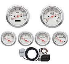 Motor Meter Racing Classic White 6 Gauge Set 85mm Gps Speedometer Mph F Psi