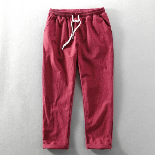 Herren Baumwolle Leinen Atmungsaktiv Haremshose Kordelzug Locker Freizeithose Retro - Bild 7 von 20