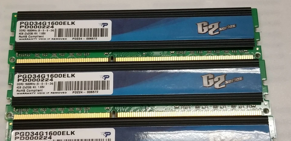 Pariot G2 8GB set 4x2GB PC3-12800 DDR3-1600 PC3 RAM PGD34G1600ELK #E16 - Image 2 of 4