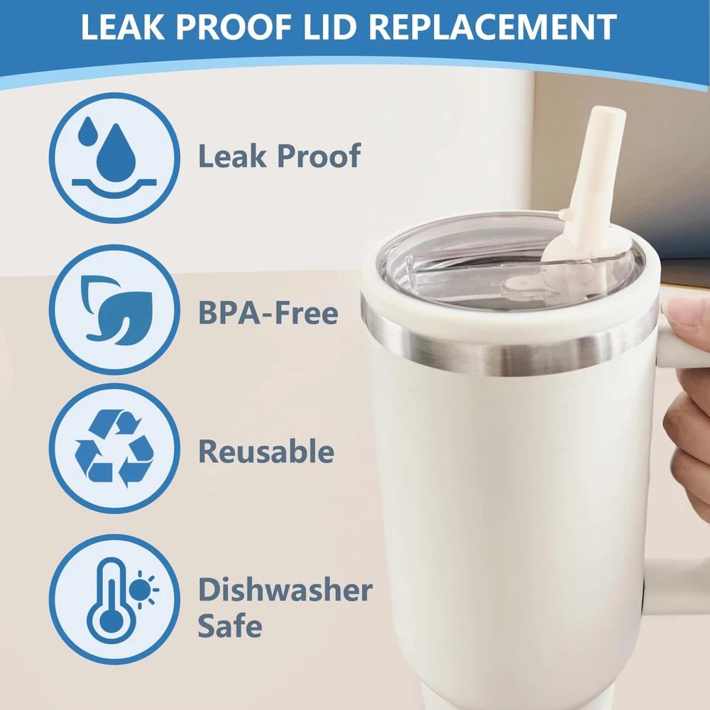 Tumbler Flip Straw Lid, Leak Proof, Replacement For Quencher, H2.0 Flow State