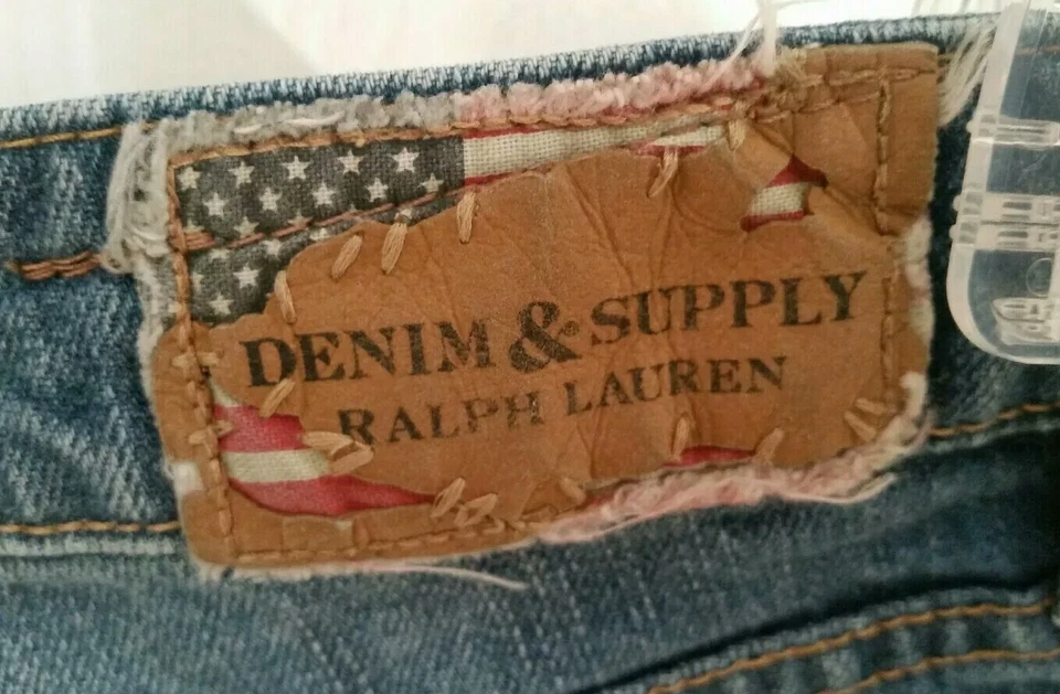Mini Pantalones Cortos Para Mujer Denim & Supply Ralph Lauren Desgastados Dobladillo Crudo Talla 29 Azul Foto 4 de 4