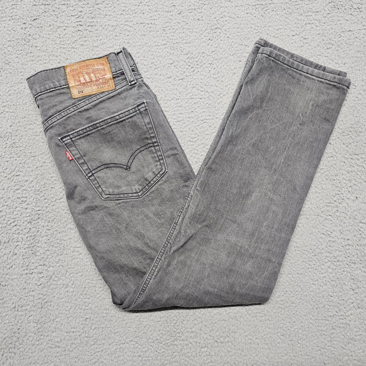 Levi's 514 Men's 31x32 Gray Black Straight Fit Jeans Actual ~32x29
