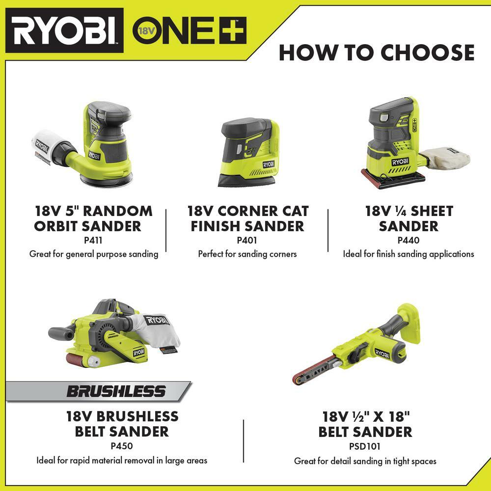 RYOBI Cordless Belt Sander Variable 