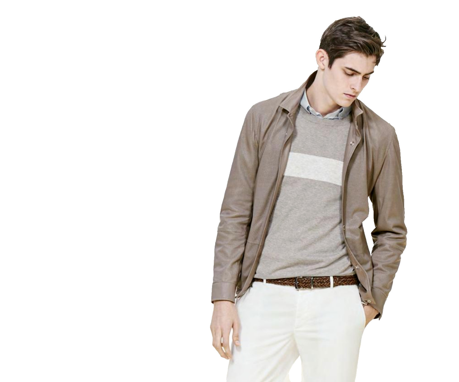 Brunello Cucinelli Perforated Leather Safari Jacket Blouson Caban Shirt