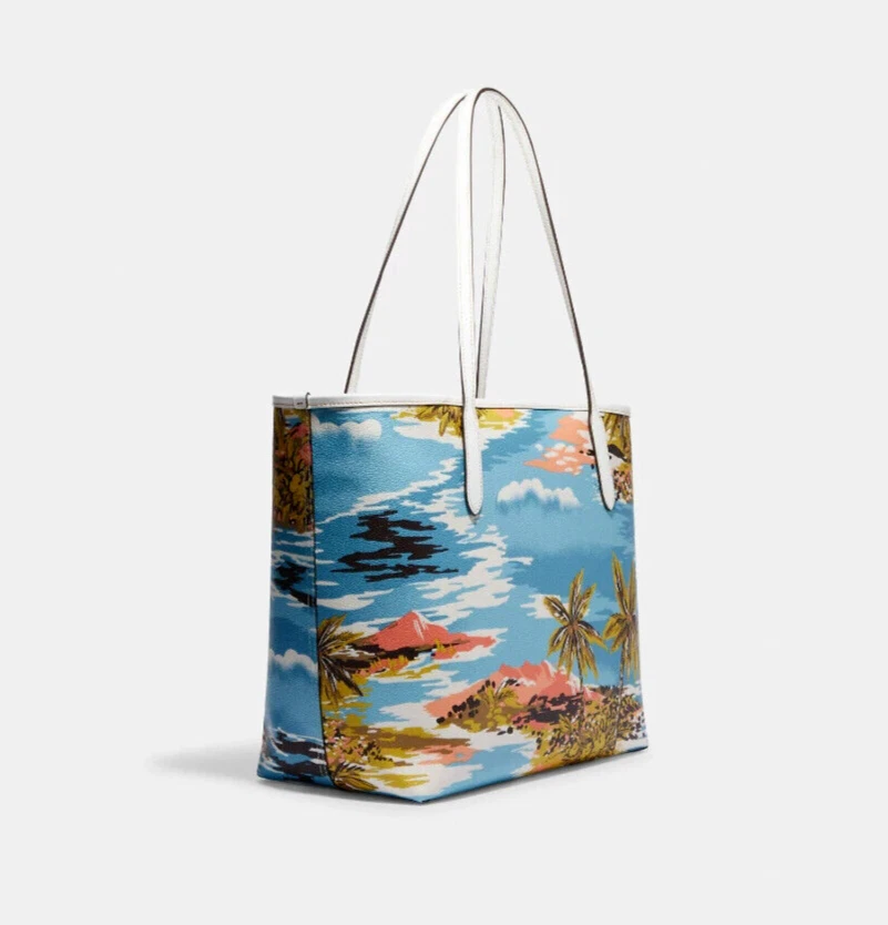 Borsa Borsa Coach City Firmata Tela Stampa Hawaiana Estate Grande Nuova con Etichette