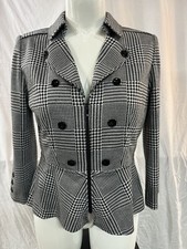 NWT Tahari Black Plaid Blazer Jacket with Zipper Front Size 10