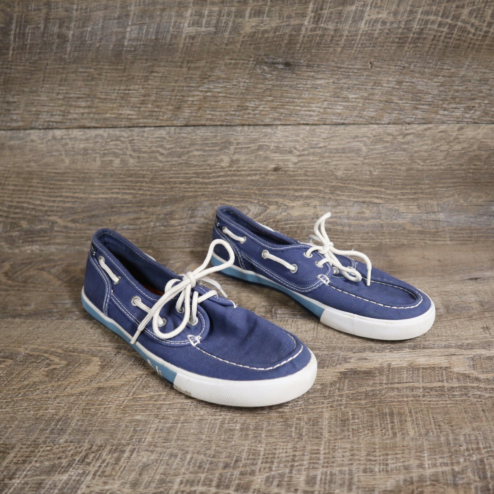 Nautica Blue White Canvas Boat Shoes 
