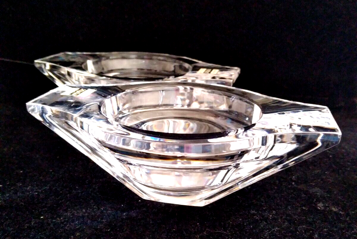 Nambe Crystal Votive Candle Holders Slovenia Handcrafted Set of 2 eBay