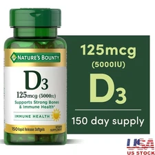 Vitamin D3 5000IU Immune Support Softgels 150 Count Bone Health Supplement New