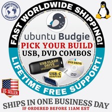 UBUNTU BUDGIE LINUX OS  LTS / REGULAR ISO BUILDS  DVD, USB COMBOS  FAST SHIP