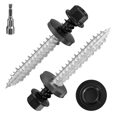 460 PCS #10 x 11/2 Inch Black Hex Metal Sheet Roof Screws EPDM Washer 5 LBs