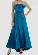 Taylor Women's Blue Exaggerated Bow Satin-Stretch Ball Dress Size 2