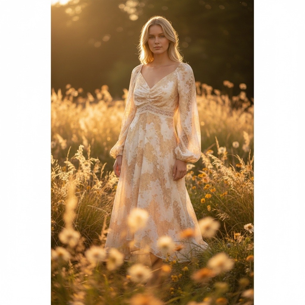 Joyfolie Isabella Dress XL NWT Lace Floral Boho Midi Cream Cottagecore