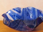 Two Blue/Clear Shaped Glass Bowls - Stunning Colors and Shapes! — photo 6