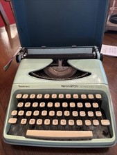 Vintage Remington Streamliner Sperry Rand Portable Manual Typewriter w/Case Aqua thumbnail