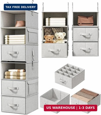Vailando 6-Shelf Hanging Closet Organizer with 3 Drawers, 2 Separable 3-Shelf Cl