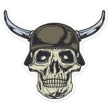 Skull Helmet Horns - Vinyl Decal Sticker - Car Window Laptop - ebn11455