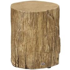 HOMCOM Concrete Side Table Tree Stump End Table for Indoor Outdoors Natural