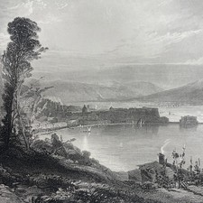 ANTIQUE 19th Century Engraving Etching Art Junk - Bay Of Naples: Early Morning
