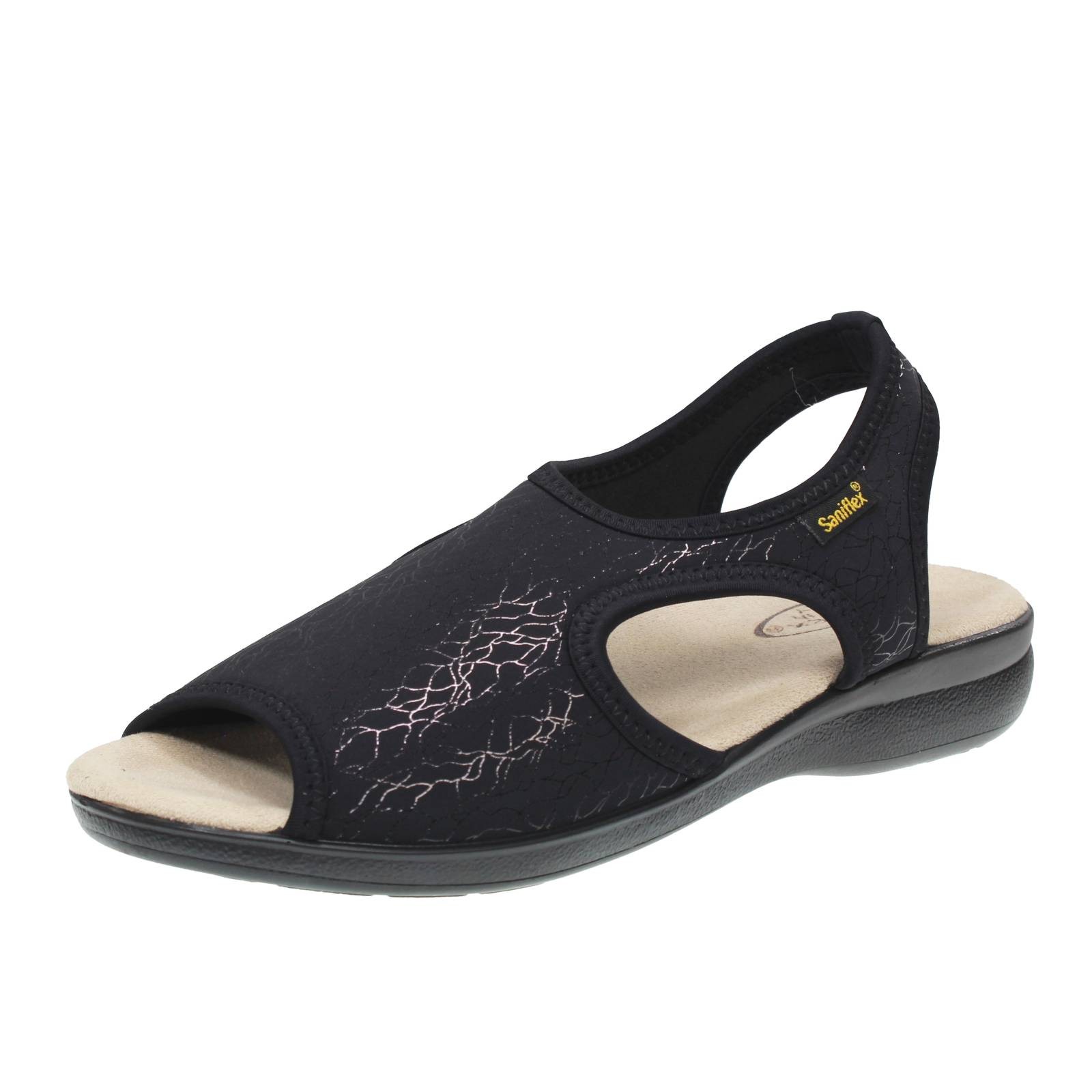 Saniflex Sandalen aus schwarzem Stretchstoff - Gre 35 233 cm Damenschuhe 9090₽