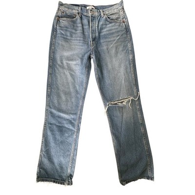 Redone Straight Leg Denim Jeans Size 30 Distressed, 4 Button Women s NEW