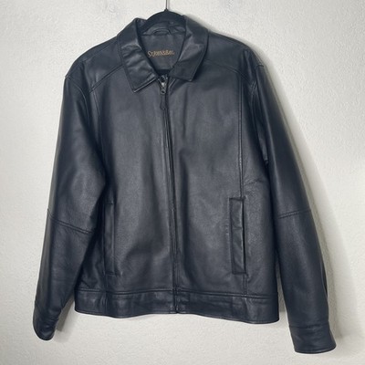 St. John's Bay Mens Full Zip Leather Jacker Size L Black