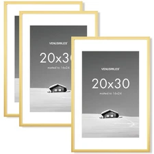 20x30 inch Picture Frame, 20x30 Photo Frames with 16x24 Removable Mat - High ...