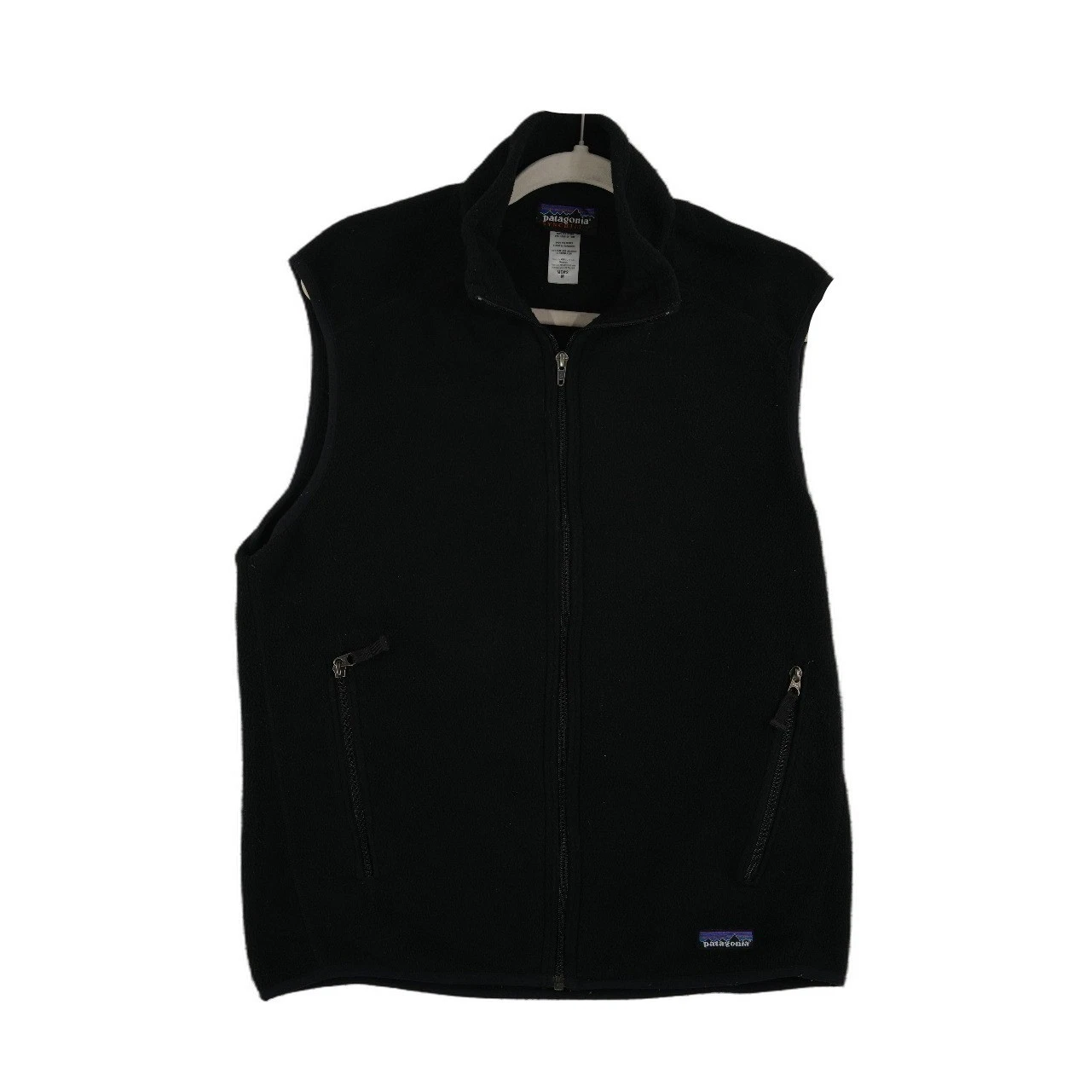 Patagonia Synchilla Vest Men's Size Medium Black Full Zip Fleece Outdoor Logo