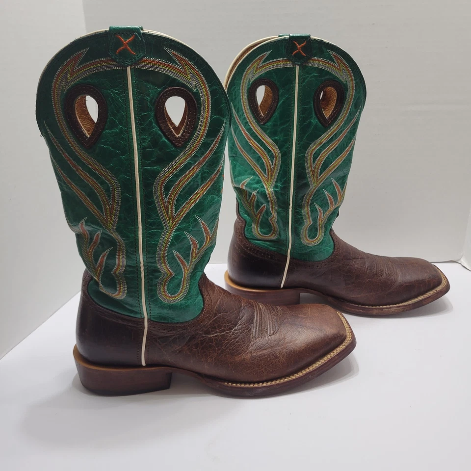 Botas vaqueras Twisted X para hombre talla 11 D punta cuadrada estilo verde MRSL027 Foto 4 de 4